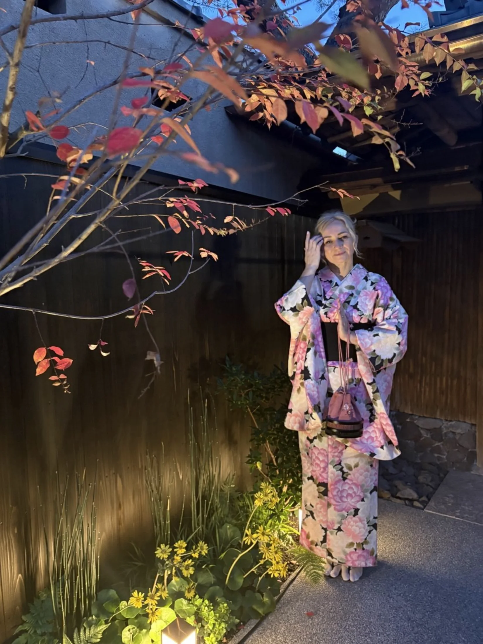 Tatiana Yutish in a flowered kimono
